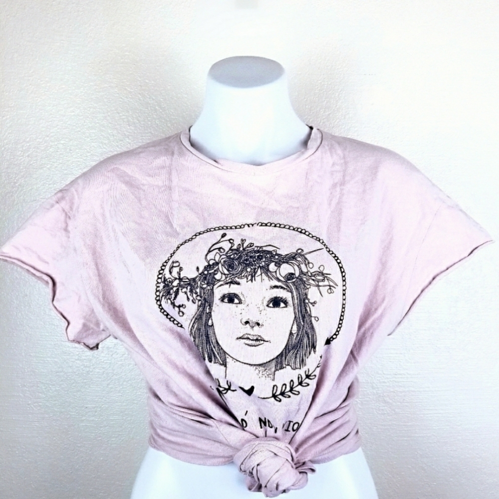 Mia Pink Flower Crown Girl Graphic Tee Shirt